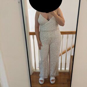 White Sparkly Wedding Jumpsuit